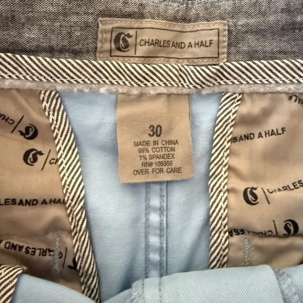 Charles & A Half | Chino Shorts | Light Blue Flat Front | Men’s Size 30 - Picture 2 of 9